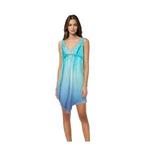 Laundry Shelli Segal Silk Babydoll Dress 12 Mint Ombre Fairy Whimsical Festival